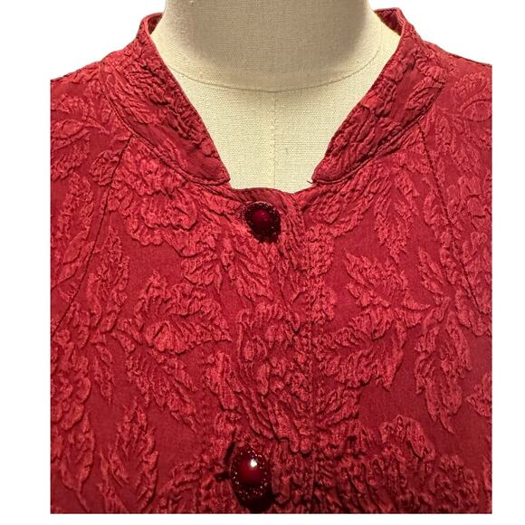 Vintage URU textured blouse with Mandarin band collar size medium - Picture 4 of 16